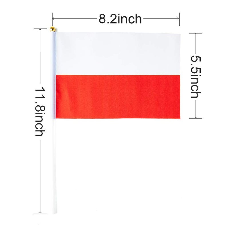 mflagperft Poland Flag Polish Flag, Small Mini Handheld Poland Flags on Stick, Ideal for Party Parades Sports Events Patriotic Festival Decorations - Image 3